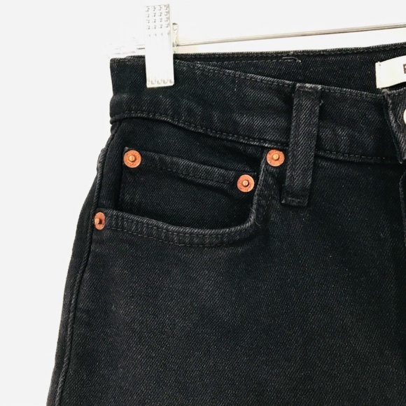 RE/DONE 90’s High Rise Ankle Crop Denim Jeans Jet Blue Black Wash Size 28 - Picture 2 of 9